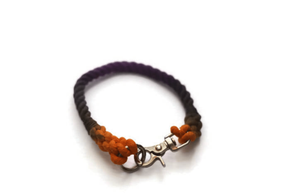 Rope Dog Collar (Color: Black, Orange, and Purple, size: 22 inches)