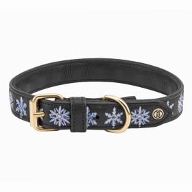 Halo Dog Collar (Color: Leather with Snowflake Embroidery, size: XS)