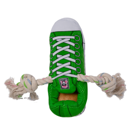 Squeaking Comfort Plush Sneaker Dog Toy (size: green)