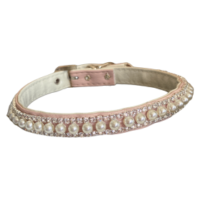 Pretty in Pink Pearl and Rhinestone Collar (Color: Pink, size: 14)