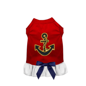 Sailor Girl Dog Dress (Color: Red, size: small)