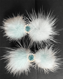 Snowflake Pom Pom Hair Barrettes (Color: MINT)