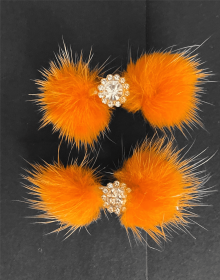 Snowflake Pom Pom Hair Barrettes (Color: Orange)