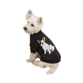 Frenchie Sequin Tee (Color: Black, size: large)