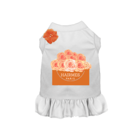 Hairmes Flowers Dog Dress (Color: White, size: X Large)