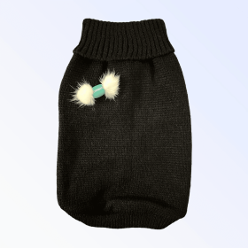 Knit Macaroon PomPom Dog Sweater (Color: Black, size: medium)