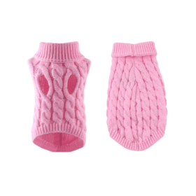 Knit Turtleneck Dog Sweater (Color: Pink, size: small)