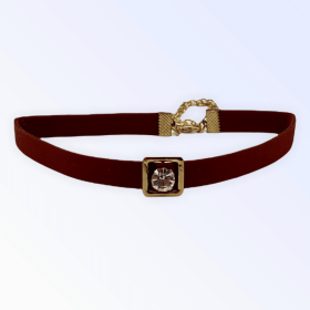 Burgundy Buckle Necklace (size: medium)