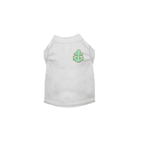 Chenille Embroidered Anchor Dog Shirt (Color: White, size: X Large)