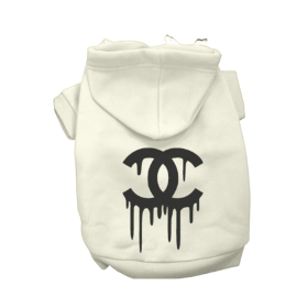 Chewnel Drippy Dog Hoodies (Color: Cream, size: X Large)