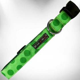 Polka Dot Dog - Monotone Collars (Color: Green, size: L 1" width fits 14-25" neck)