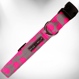 Polka Dot Dog - Neon Collars (Color: Pink Dot on Grey, size: S 3/4" width fits 10-14" neck)