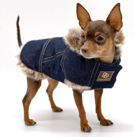 DCNY Faux Fur Denim Coat (size: XS)