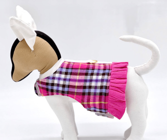 Pink Plaid Harness Vest with Ruffle Trim (size: MD)
