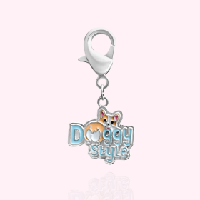 "Doggy Style" Dog Collar Charm (Color: silver)